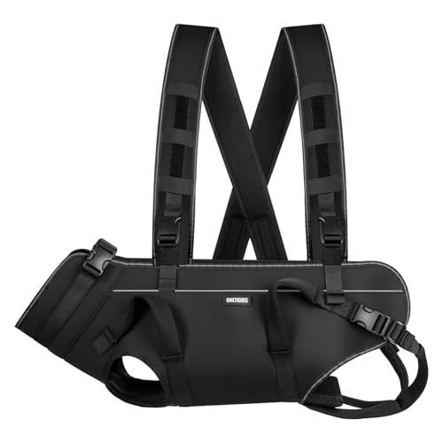 OneTigris Dog Backpack Carrie, Lift Harness with Handle for Large Dogs, Reinforced Padded Dog Sling for Joint Injuries, Arthritis, Ideal for Stairs, Elderly Dogs Fits 18-32 lbs - size: S: Chest 20-27", Back 8", Fits 18-32 lbs