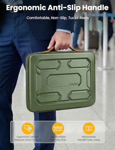 DOMISO Laptop Hard Case 14-14.4 inch Waterproof Shockproof Hard Shell Laptop Sleeve with Handle & Storage Pocket, Compatible with MacBook, HP, Dell, Green - color: Green, size: 14 inch