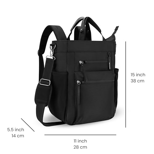 Sherpani Soleil, Anti Theft Convertible Backpack, 3 in 1 Tote, Crossbody Purse, 18L Travel Bag, Fits 13” Laptop (Carbon Signature) - color: Carbon - Signature