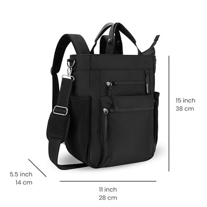 Sherpani Soleil, Anti Theft Convertible Backpack, 3 in 1 Tote, Crossbody Purse, 18L Travel Bag, Fits 13” Laptop (Carbon Signature) - color: Carbon - Signature