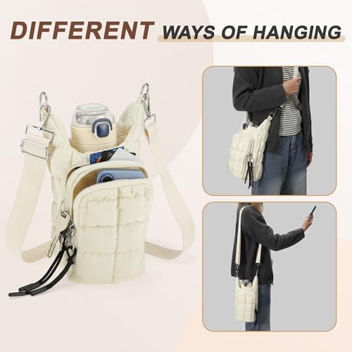 Water Bottle Carrier Bag, Convenient and Durable, Crossbody Water Bottle Holder for Hiking, Cycling - color: Beige