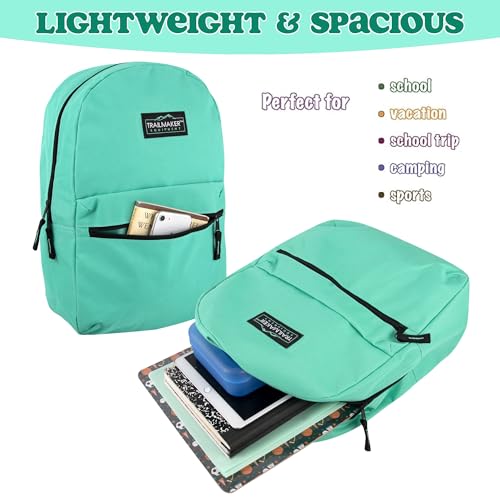Trail maker Classic 17 inch Backpacks with Adjustable Padded Straps | School Backpacks for Girls, Boys (Aqua) - color: Aqua