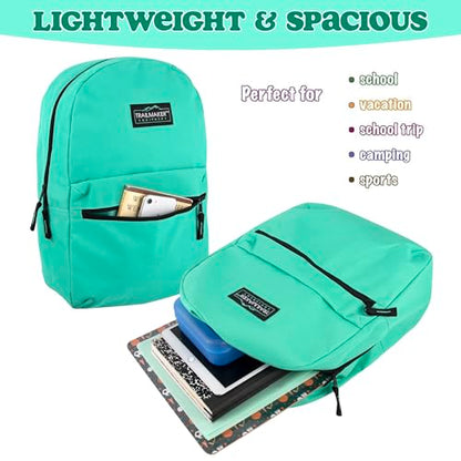 Trail maker Classic 17 inch Backpacks with Adjustable Padded Straps | School Backpacks for Girls, Boys (Aqua) - color: Aqua