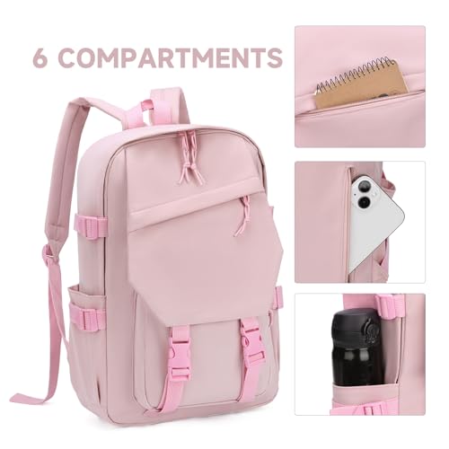 GAEKEAO Classical Basic Travel Backpack for Women and Men Lightweight Travel Workout Sports Backpack Casual Daypack, Pink - color: A04 Pink