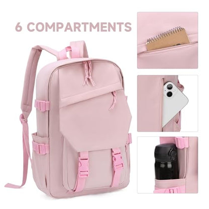 GAEKEAO Classical Basic Travel Backpack for Women and Men Lightweight Travel Workout Sports Backpack Casual Daypack, Pink - color: A04 Pink