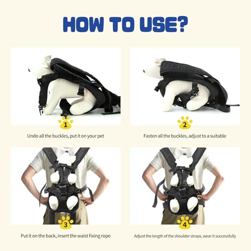 Dog Backpack Carrier, Legs-Out Front Carrier for Small Medium Dogs, Adjustable Breathable Front Carrier for Hiking, Cycling, Travel - size: Large (Back:15-20 in,Chest:23-30 in)