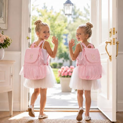 Kids Dance Bag Drawstring Backpack-Gym Sports Gym Bag with Shoes Compartment for Girls Swim Beach String Cinch Backpack with Two Water Bottle Pocket Pink C