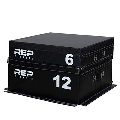REP Fitness Stackable Soft Foam Plyo Box Set, Adjustable Plyometric Jump Box for Home Gym Workouts, Plyometric Jumping Platform for Exercise, Step Training, HIIT & CrossFit - style: 6" and 12"