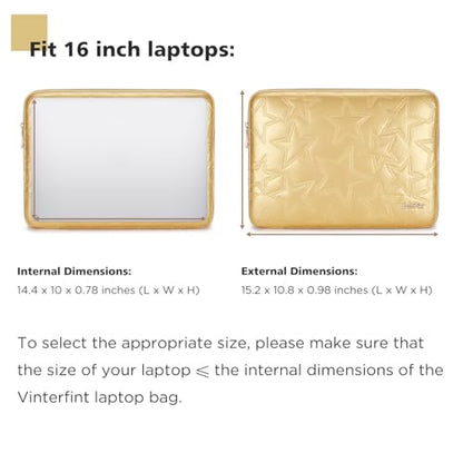 15 16 inch Laptop Sleeve Case for 15" MacBook Pro/Air M5 M4, 16" MacBook Pro M5, 15" Surface Laptop 7, 15" IdeaPad Slim 5i Gen 9, 16" ThinkPad E16, 16" XPS 16, HP Notebook Bag Cover, Gold - color: Gold, size: 15-16 inch / Macbook 15 16