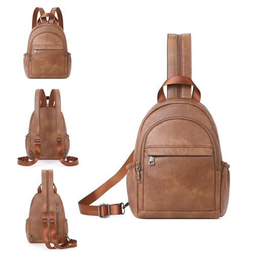 CLUCI Sling Bag for Women Leather Women's Backpack Small Convertible Backpack Purse Crossbody Bag for Travel - color: 0-3 Brown
