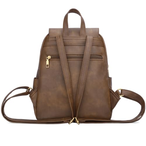 KKXIU Trendy Vegan Leather Backpack Purse for Women and Ladies Shoulder Travel Daypacks Bags (Z-Brown) - color: Z-brown, style: Backpack