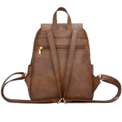 KKXIU Trendy Vegan Leather Backpack Purse for Women and Ladies Shoulder Travel Daypacks Bags (Z-Brown) - color: Z-brown, style: Backpack