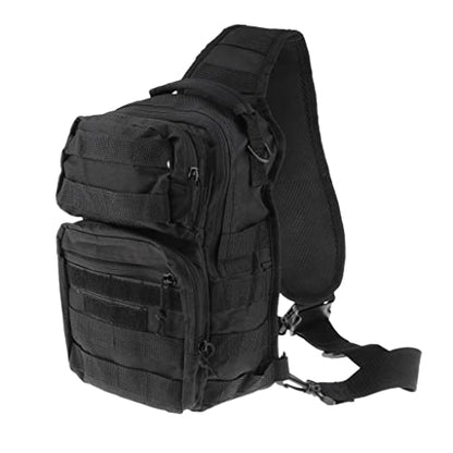 Outdoor Oxford Molle Sling Backpack for Trekking & Travel, Chest Pack Bag for Climbing & Camping - Black