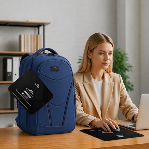 MATEIN HER Navy Blue Backpack, Computer Backpack with Water Bottle Pocket | 17.3 Inch Laptop Compartment, Water Resistant, with Lunch Compartment, RFID Pocket, Teacher Nurse, Office Commute Travel Work - color: Blue