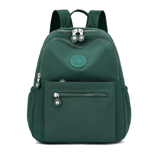 Tanweibago Mini Nylon Women Backpacks,11L Small Ladies backpacks Casual Lightweight Women Shopping Travel Daypack (Dark Green) - color: Dark Green
