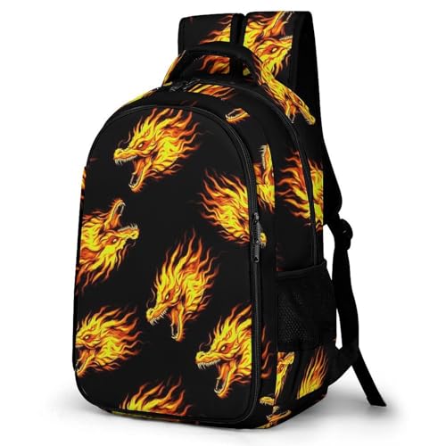 Nurse Teacher Travel Backpack Cool Fire Dragon Art Purse, Cute Laptop Backpack with Tumbler Holder for Women College Work Casual Daypack - color: Pattern (347)