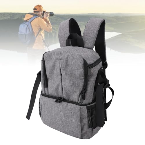 Waterproof Travel Camera Backpack EVA Double Shoulders Bag for SLR Mirrorless Cameras Photography (Gray) - color: Gray