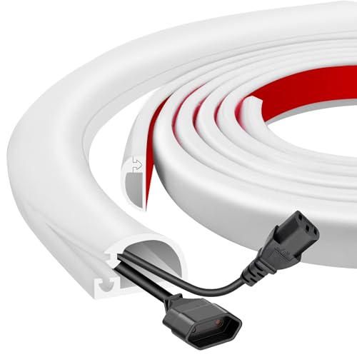 Silicone Wall Wire Hider, Side Open Wire Covers for Cords on Wall, 20FT Self-Adhesive Flexible Cord Hider for Mounted TV, Home Office, Cavity 0.63" W x 0.31" H - color: White, size: 20 FT
