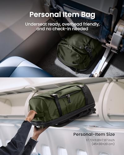 tomtoc Travel Backpack 28L, TSA Friendly Flight Approved Carry-on Luggage, Personal Item Travel Bag, Water-resistant Lightweight Business Rucksack, Durable Bag Fits 16 Inch Laptop - color: Green-ripstop, size: 28L
