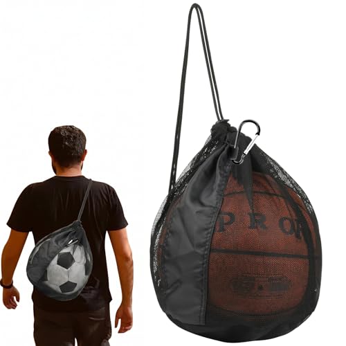 Cosmos Basketball Bag Basketball Backpack - Soccer Football Single Ball Storage Mesh Back Sack Crossbody Sling Sackpack for Volleyball Rugby Equipment, Sport Bag Organizer for Gym Pool Beach Travel
