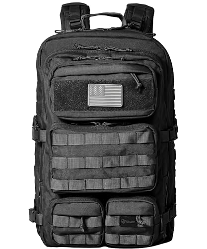 Falko Tactical Backpack for Men and Women 50L Backpack 2.4x Stronger Large Military Molle Rucksack, Bugout Backpack Outdoors - color: Black