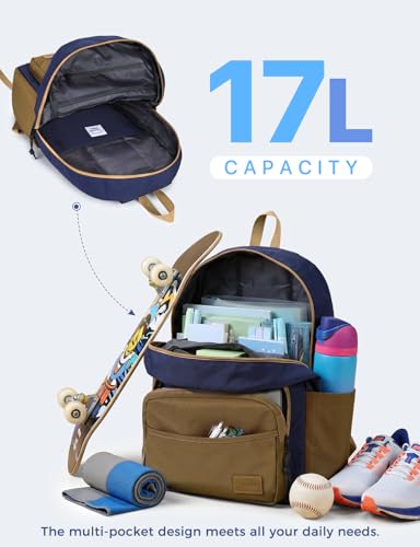 VASCHY School Backpacks, Lightweight Bookbag Schoolbag for Boys Casual Basic Simple Daypack for Men Navy Khaki - color: Navy Khaki