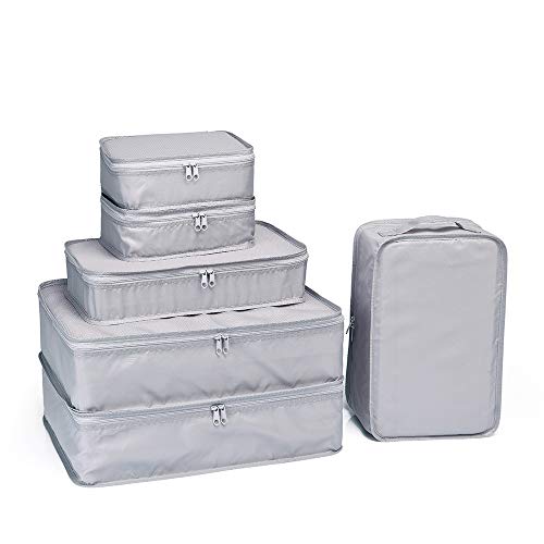 JJ POWER Travel Packing Cubes, Luggage Organizers with Shoe Bag - color: Grey