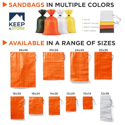 Heavy Duty Sand Bags Pack of 3, Bright Orange Empty Sandbags with Built-In Ties, Woven Polypropylene UV Protection 1600 Hours, Fillable Bags for Flood Control, Weight, 18x30 inches, 75 Pounds Volume - size: 18"W x 30"L, style: Pack of 3
