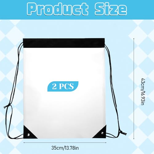 2 Pack Clear Drawstring Bags for Stadium Events, Waterproof Clear Drawstring Backpack for Concert Baseball Festival Beach Makeup Bag