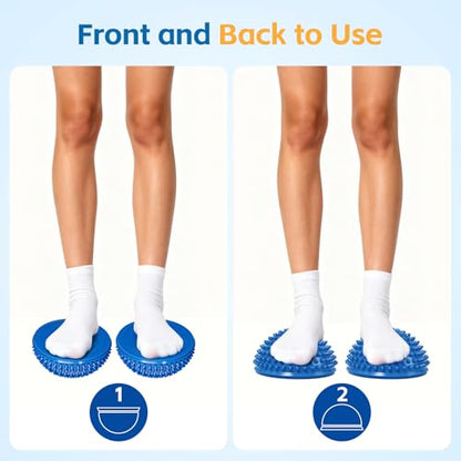 Wobble Cushion Set for Sensory Kids and Balance Training - Disc Plus 4 Pods, Board With Pump, Inflatable Stepping Pads for Adults - color: Include 2PCS Blue hedgehog balance pods and 1 air pump