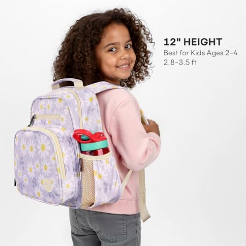 mibasies Toddler Backpacks for Girls 2-4: Little Kid Bookbag for Preschool Prek Daycare Daisy Gray - color: Daisy Gray, style: Toddler-12"h(not Fit Folder)