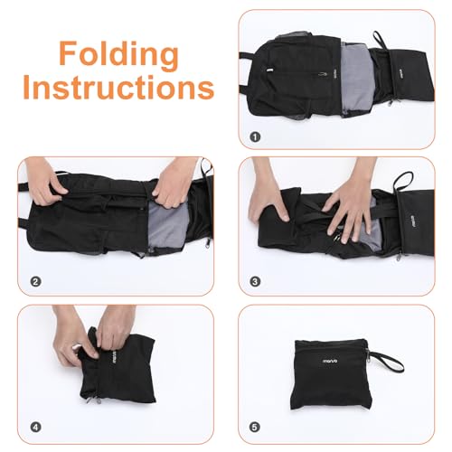 MOSISO Lightweight Hiking Daypack Packable Travel Hiking Backpack, Foldable Shoulder Bag with Front Vertical Pocket - color: Black, size: Small