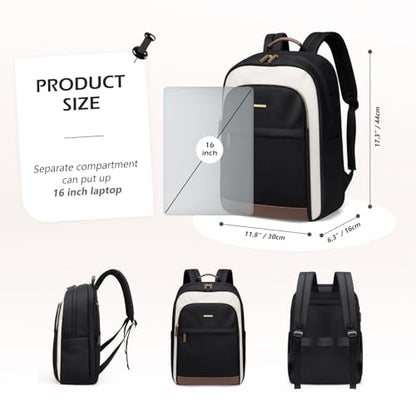 Laptop Backpack for Women Travel Carry On Bag Weekender Business Multilayer Personal Item Backpack,16 Inch,WBlack - color: C-wblack, size: 16 Inch