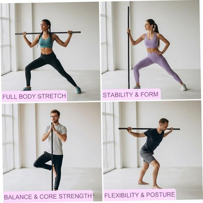 Yoga Stick, Sturdy Steel Stretching Stick with Non-Slip Ends & Foam Handles for Mobility, Flexibility & Balance | Exercise Pole for Fitness, Posture Correction