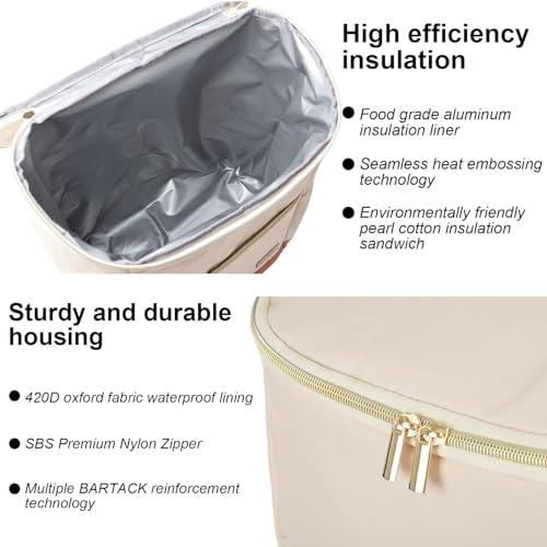 Insulated Cooler Backpack Outdoor - Leak Proof Backpack Cooler 30 Cans, Waterproof Lightweight Cooler Bag for 12h Hot/Cold Retention - Soft Cooler for Travel, Camping, Beach, Lunch - color: Creamy-White