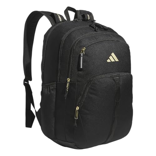 adidas Prime 7 Backpack for Laptop, School and Travel, 37L - color: Black/Gold Metallic