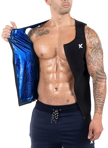 Kewlioo Men's Heat Trapping Zipper Sweat Enhancing Vest - Sauna Suit Shirt Compression Vest Shapewear Top for Gym Exercise - color: Black, size: XX-Large-3X-Large