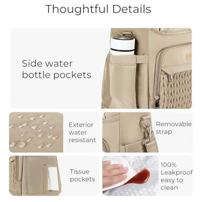 AIJIEKE Large Insulated Lunch Bag for Men Women, Leakproof Work Lunch Box | Keeps food fresh 8-12 hours. Spacious multi-pocket design with a removable strap. Water-resistant and easy-wipe interior - color: Brown Taupe