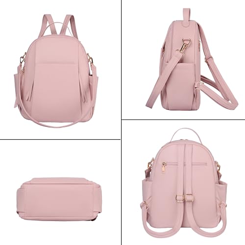 Small Backpack for Women Designer Leather Mini Backpack Purse Ladies Fashion Roomy Shoulder Handbag (Pink-3) - color: Pink-3