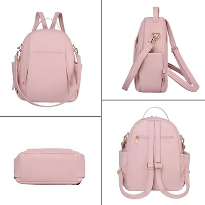 Small Backpack for Women Designer Leather Mini Backpack Purse Ladies Fashion Roomy Shoulder Handbag (Pink-3) - color: Pink-3