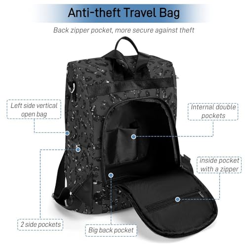 Anti-Theft Daypacks Bling Leopard Print Black Backpack Purse for Women Fashion Bag Travel Pack Basic Casual Bags - color: Bling Leopard Print Black, size: No Custom