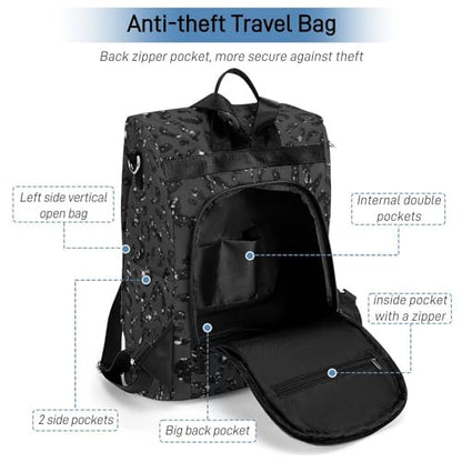 Anti-Theft Daypacks Bling Leopard Print Black Backpack Purse for Women Fashion Bag Travel Pack Basic Casual Bags - color: Bling Leopard Print Black, size: No Custom