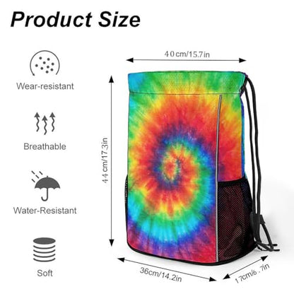 Tie Dye Drawstring Backpack Gym Bag With Shoe Compartment String Bag Sport Beach Swimming Sackpack For Women Men - color: Tie Dye