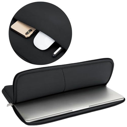 RAINYEAR Laptop Sleeve Case Compatible with 13.3 Inch Notebook Computer Chromebook 14" MacBook Pro/Max M1 M2 M3 M4 M5 Protective Cover Soft Bag with Front Pocket & Accessories Pouch (Black) - color: Black, size: 13"-13.3"