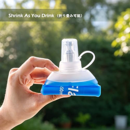 TRIWONDER TPU Soft Folding Water Bottles BPA-Free Collapsible Flask for Hydration Pack - Ideal for Running Hiking Cycling Climbing (450ml/15.22oz - Pack of 2) - color: 450ml/15.22oz - Pack of 2