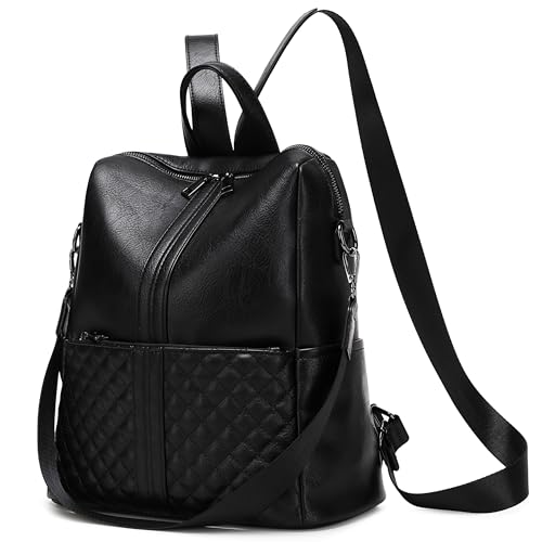 sqlp Fashion Backpack Purse for Women Faux Leather Ladies Handbags - color: Black, size: Large