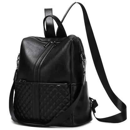 sqlp Fashion Backpack Purse for Women Faux Leather Ladies Handbags - color: Black, size: Large