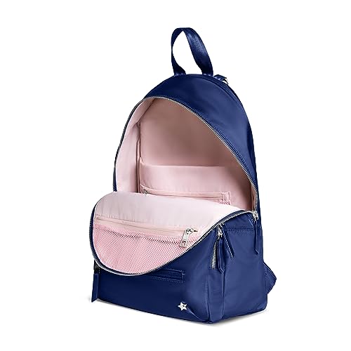 JuJuBe Diaper Bag Backpack with Changing Pad, 11-Pocket Large Capacity Organizer, 2 Interior Insulated Bottle Pockets, Wipe Pocket, Stroller Straps, Trolley Sleeve, Machine Washable (Navy) - color: Navy