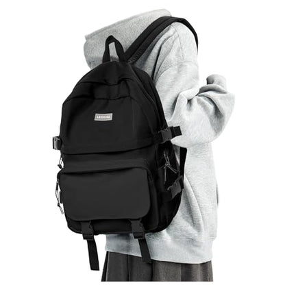 weradar All Black Backpacks For School Teens Boys Girls,Cute Bookbag,Lightweight College Backpack For Women Men,Waterproof Middle School Bag Casual Travel Daypack - color: B1-black