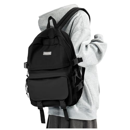 weradar All Black Backpacks For School Teens Boys Girls,Cute Bookbag,Lightweight College Backpack For Women Men,Waterproof Middle School Bag Casual Travel Daypack - color: B1-black